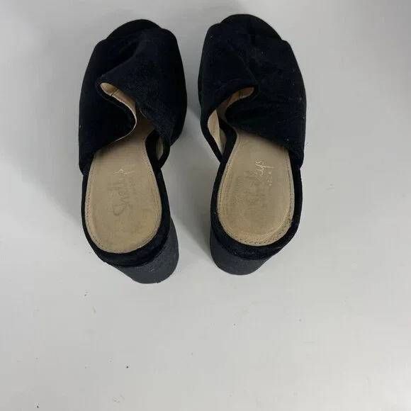 Shellys London “Dalia” Black Velvet Chunky Heel Sandals – Women’s Size 38 - Picture 8 of 9